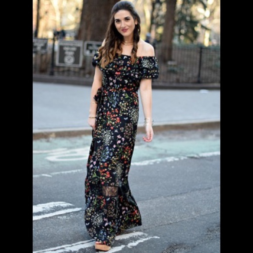 Alice + Olivia Cherri Black Maxi Dress Off Shoulder size 0 - Picture 4 of 12